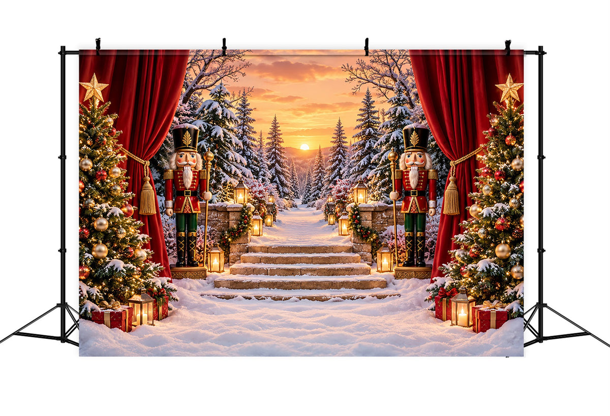 Fond De Noël Porte Forêt Enneigée Scène Casse-Noisette ZTT610-29