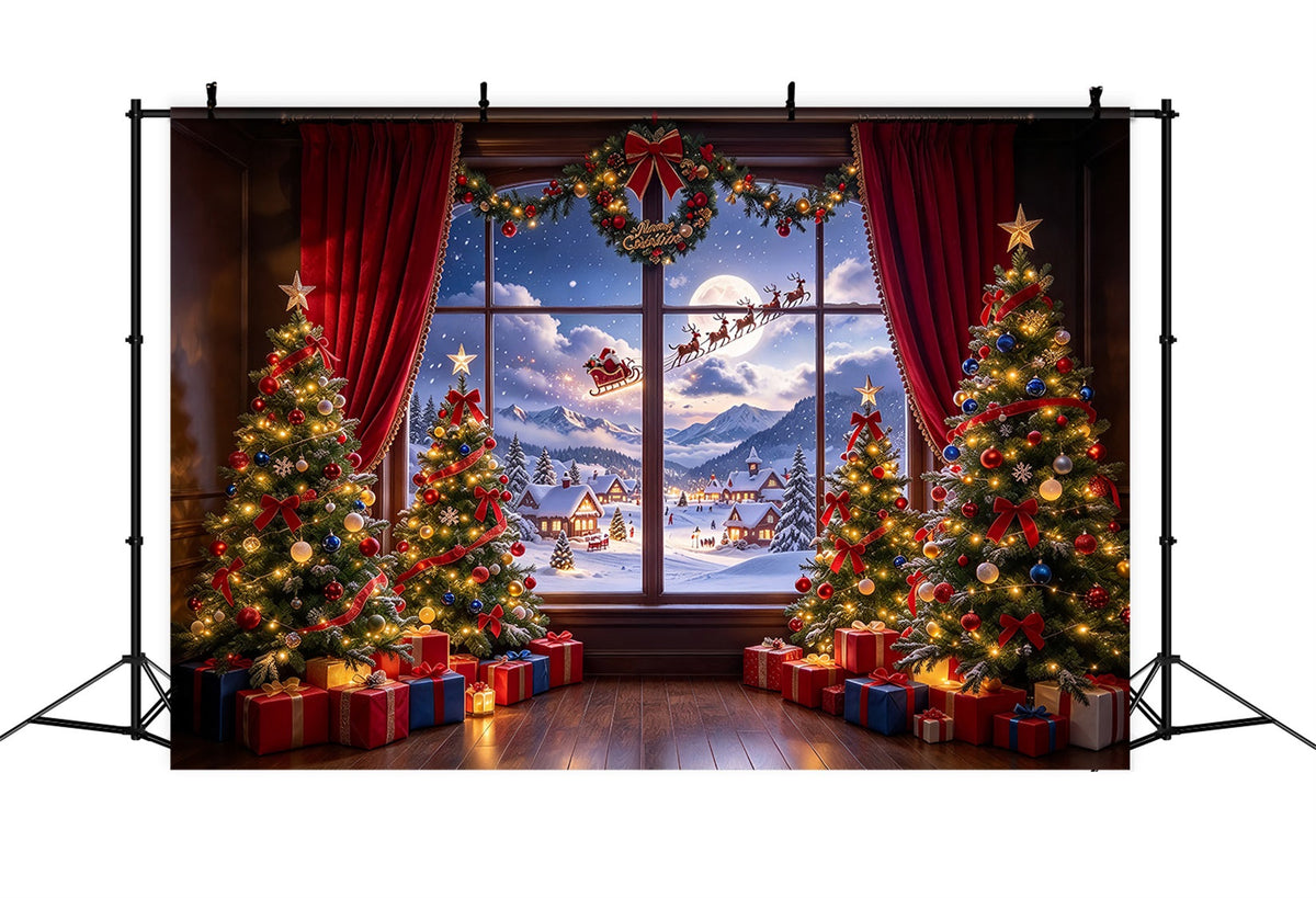 Fond Photo Père Noël Fenêtre Traîneau Neige ZTT610-33