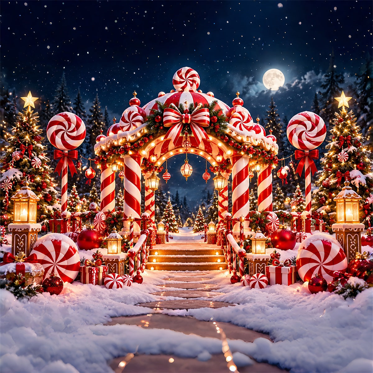 Fond De Noël Entrée Pays Des Bonbons Menthe Poivrée ZTT610-48