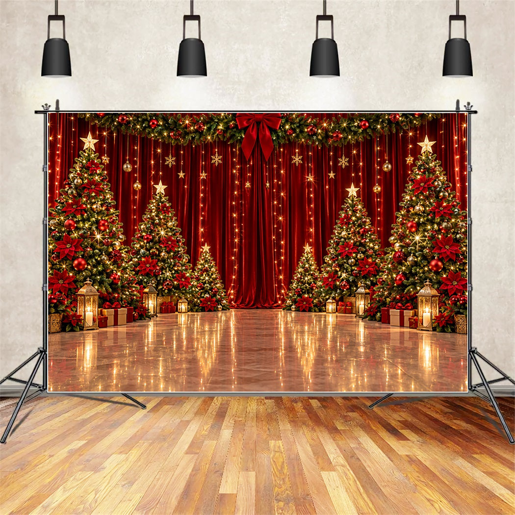 Fond De Noël Scène Velours Rouge Magnifique ZTT610-49
