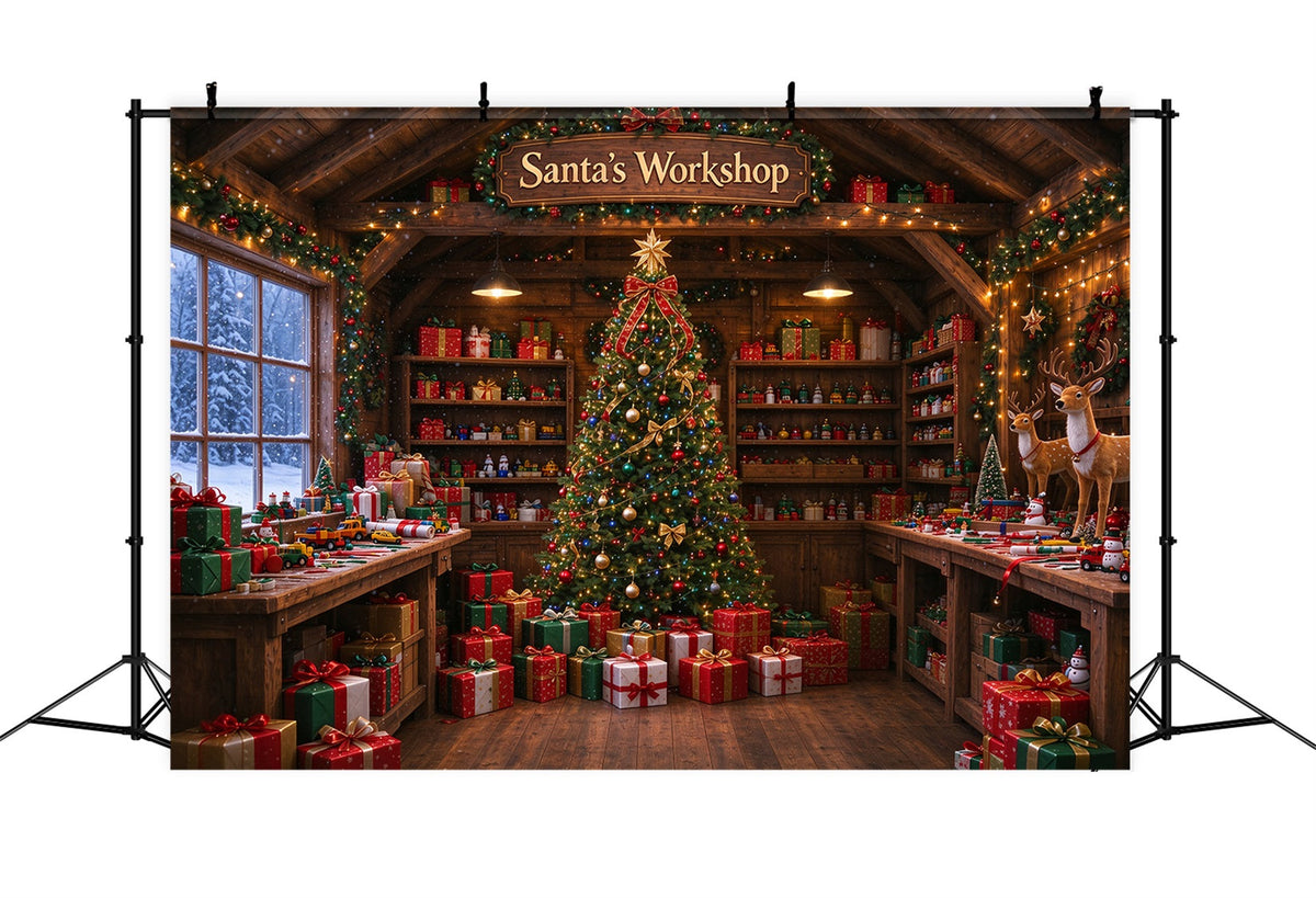 Fond Photo Atelier Du Père Noël Atelier Jouets Rustique ZTT610-9