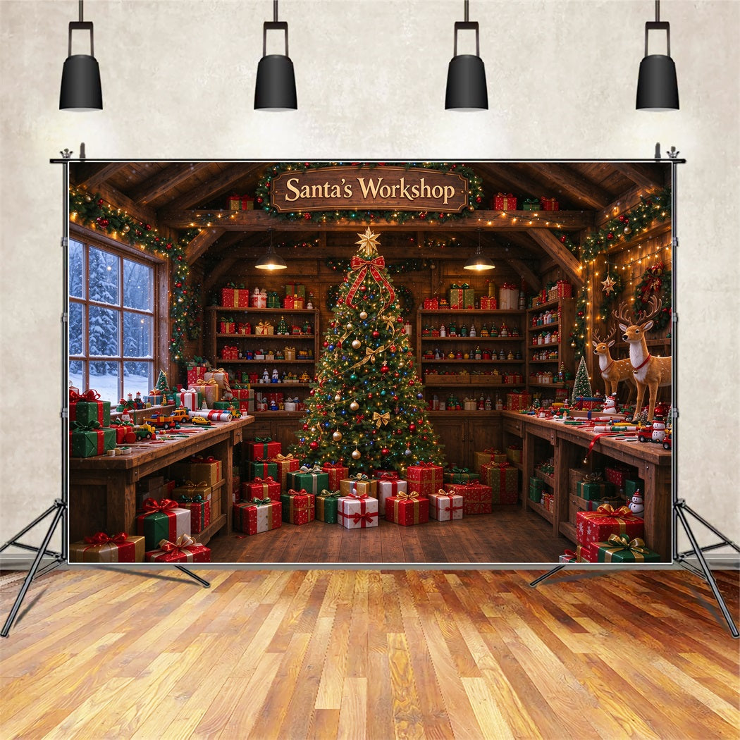 Fond Photo Atelier Du Père Noël Atelier Jouets Rustique ZTT610-9