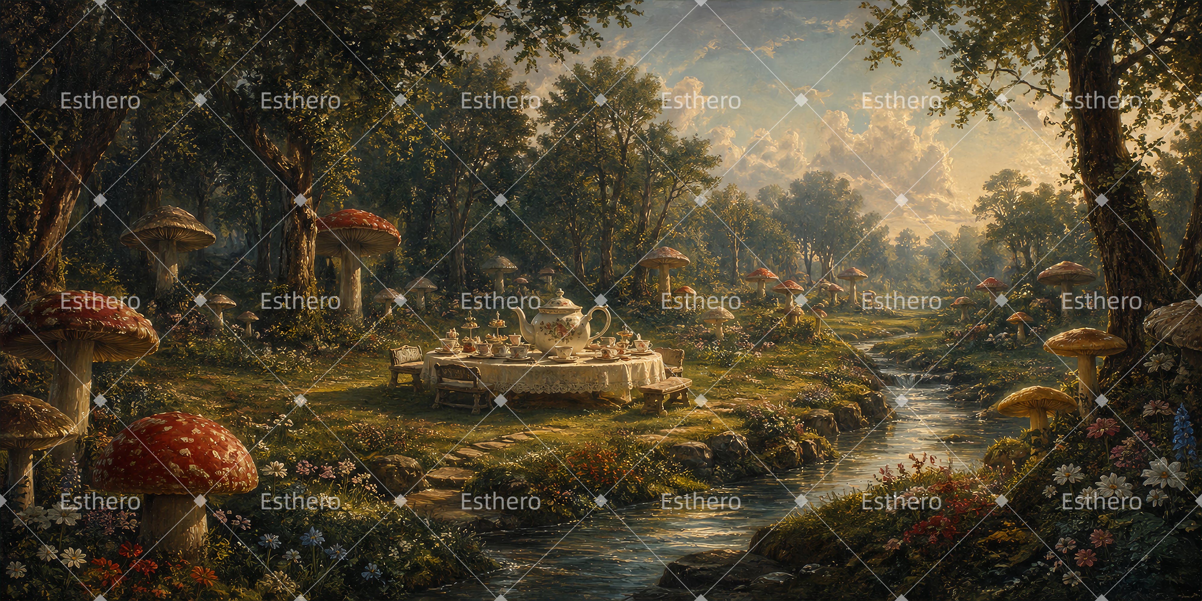 Toile de fond de spectacle Forêt enchantée pour goûter féerique Décor de scène ZTT64-T3