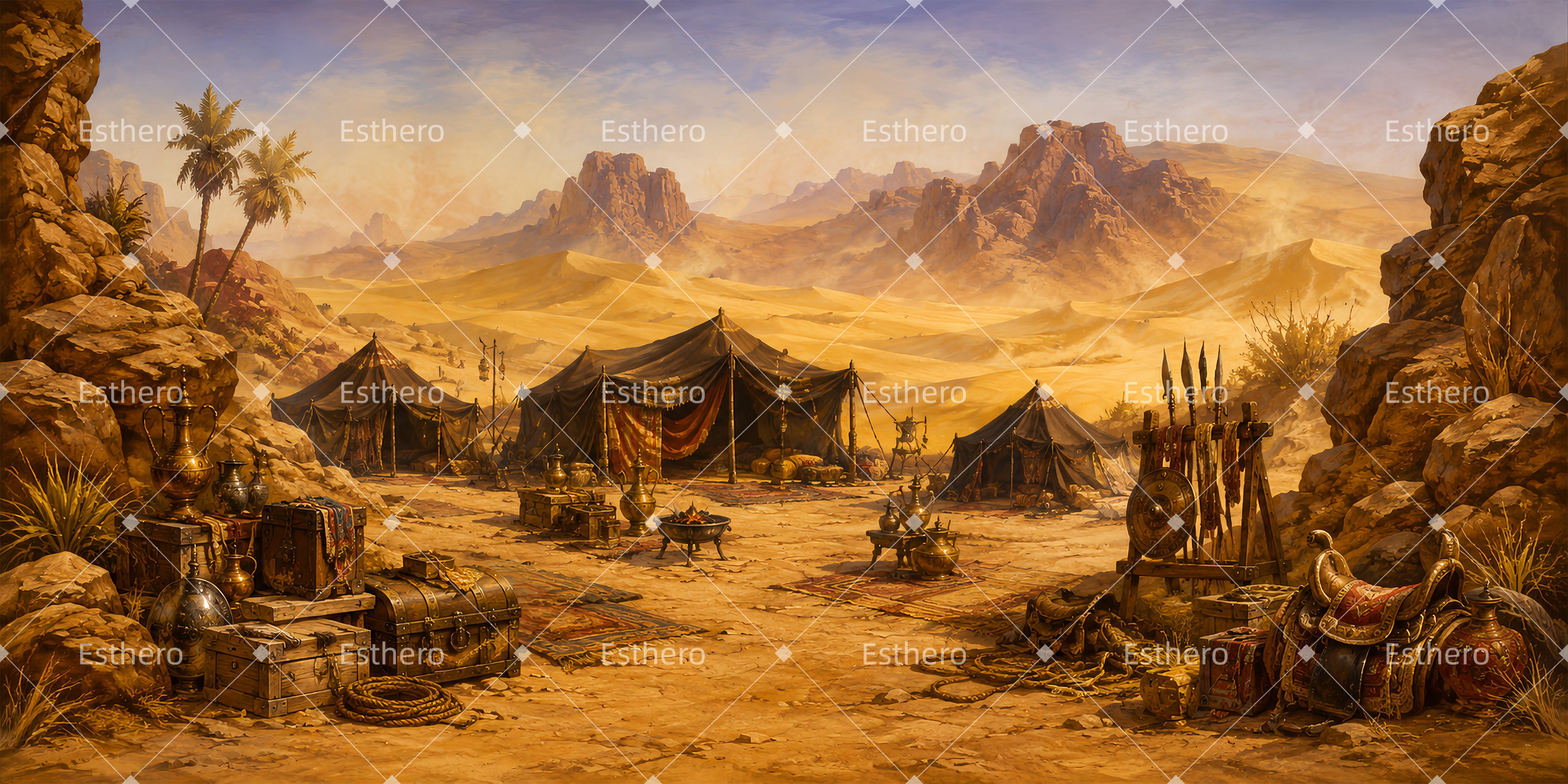 Toile de fond campement dans les dunes décor de théâtre ZTT65-T39