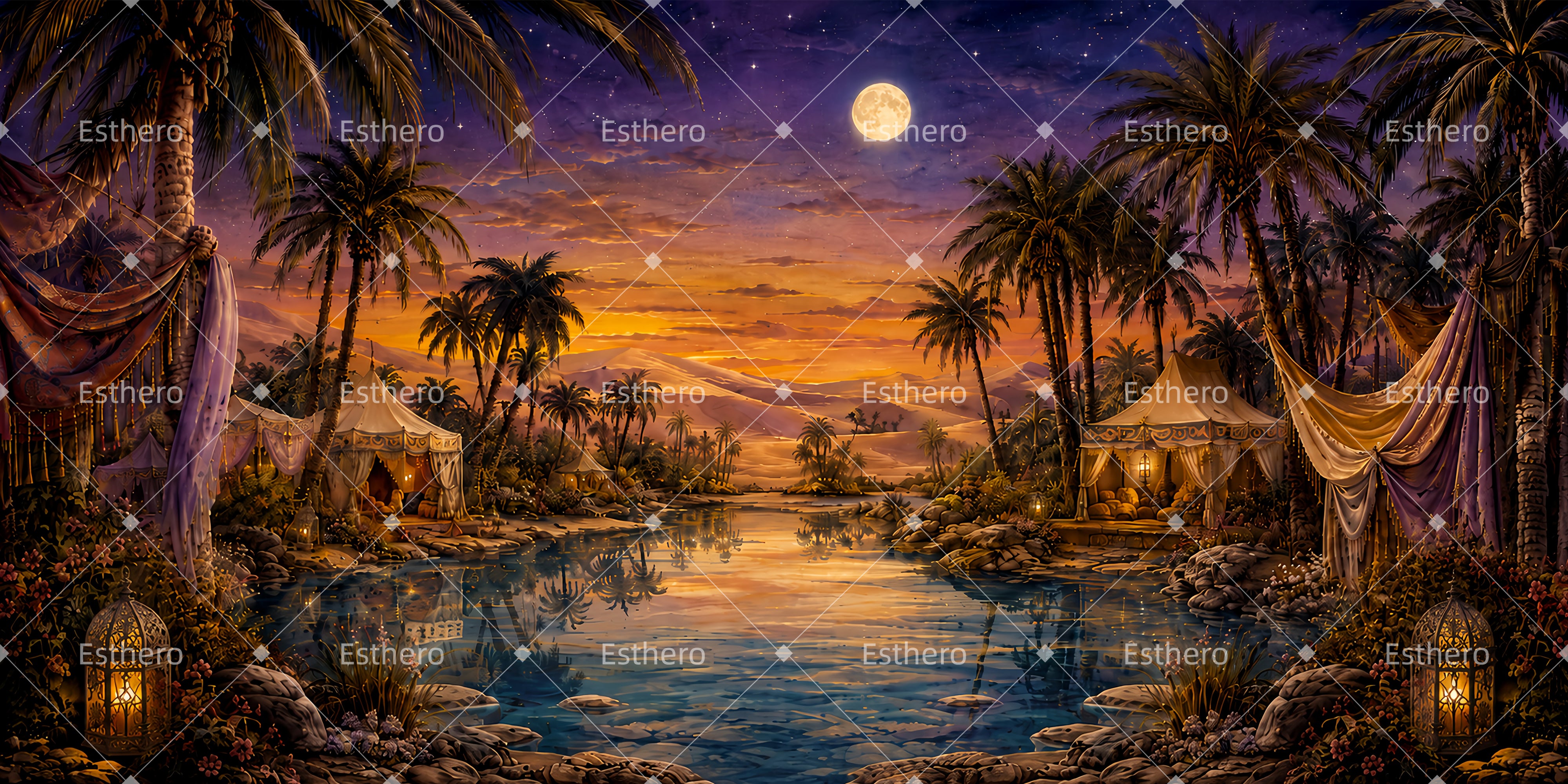 Toile de fond oasis dans le désert décor de théâtre ZTT65-T47