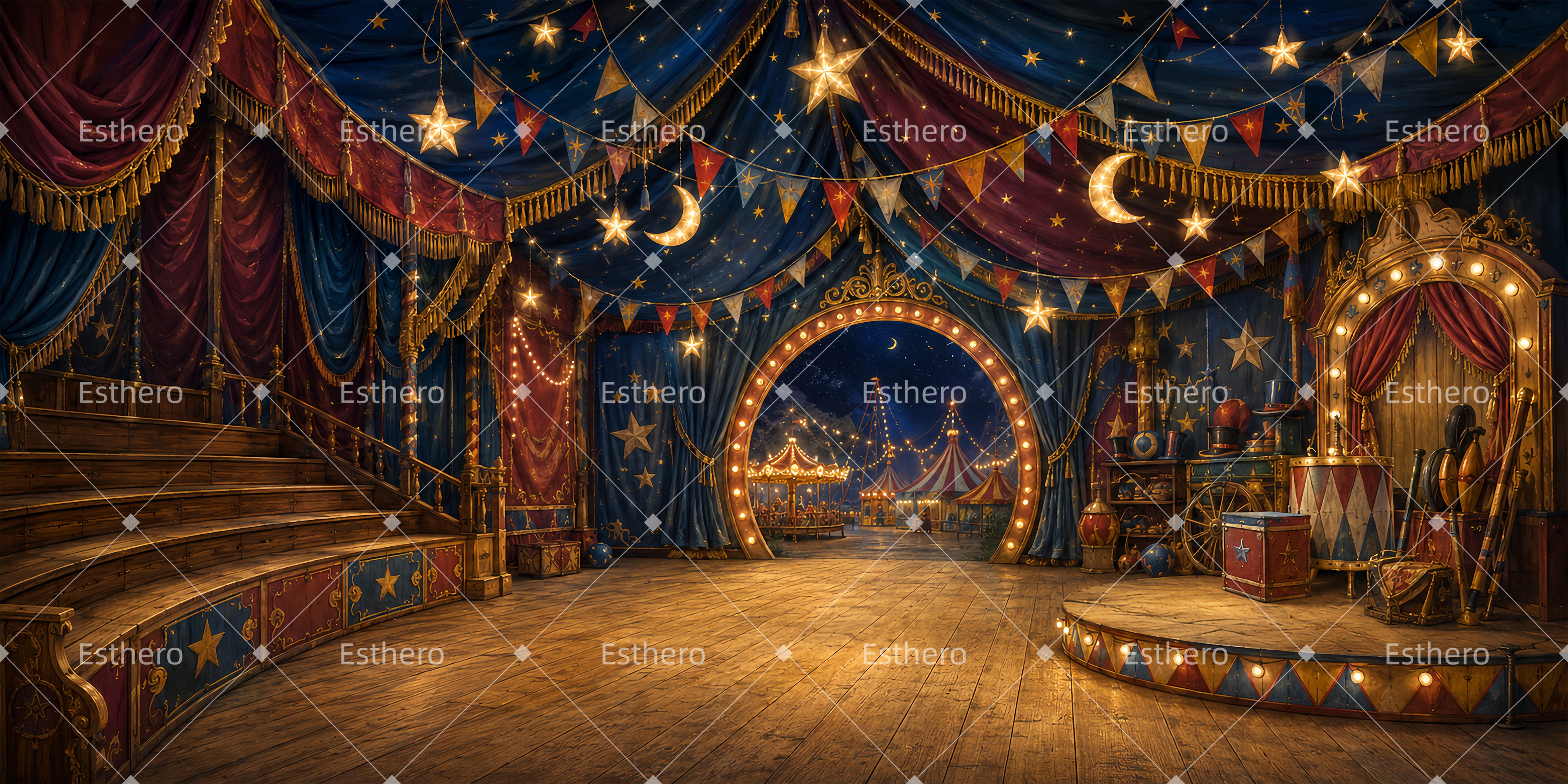 Toile de fond cirque univers magique décor de scène VBS ZTT65-T6