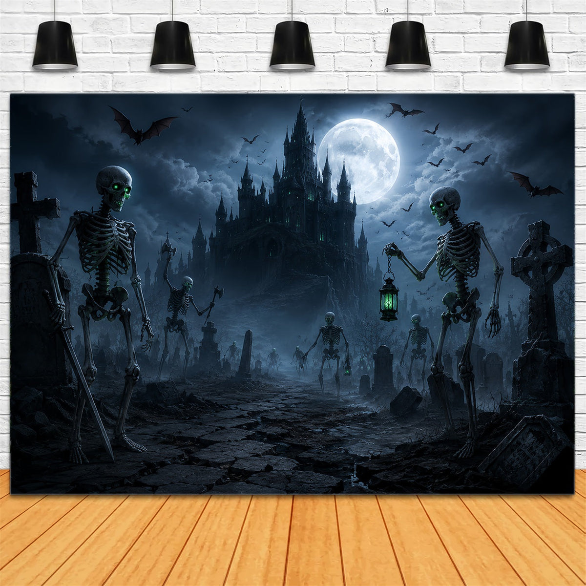 Idées De Décors D'Halloween À Faire Soi-Même Château De Squelettes Au Clair De Lune Et Cimetière ZTT67-1