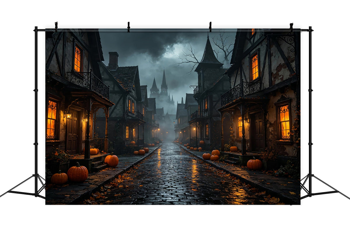 Décors En Carton Pour Halloween Rue Brumeuse Du Village De Citrouilles Décor Photographique D'Halloween ZTT67-39