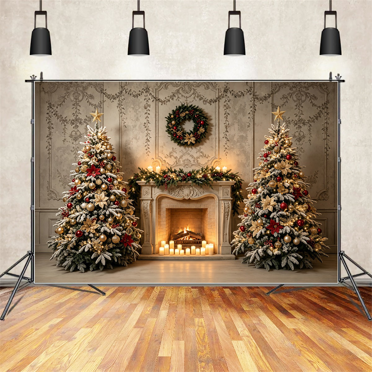 Décor De Noël Pour Salon Élégante Cheminée Avec Arbre Décoratif Grand Décor De Noël ZTT69-24