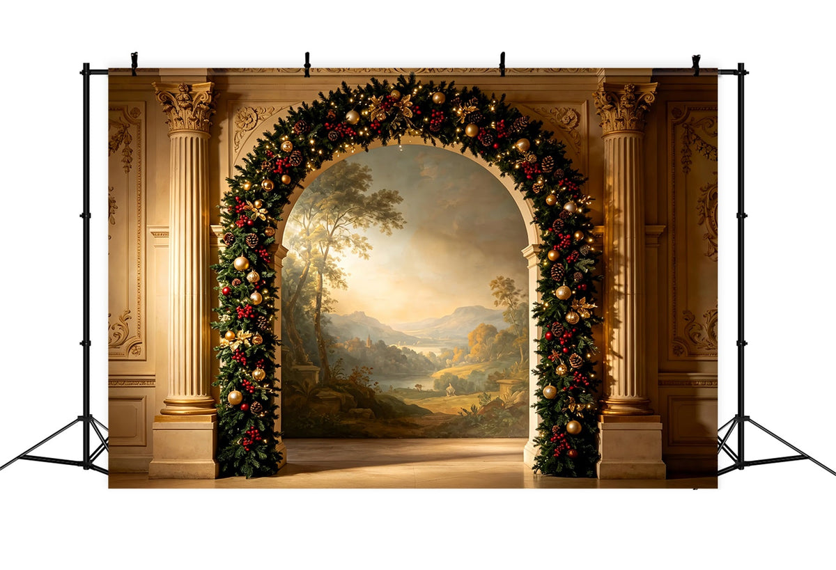 Décor De Noël Victorien Arche Élégante Ornée De Guirlandes Décor Photographique De Noël ZTT69-26