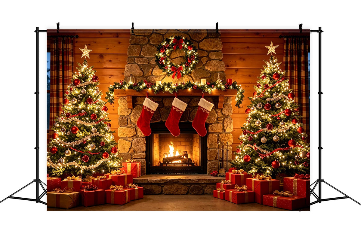 Fond De Cheminée De Noël Présentoir À Cadeaux Avec Cheminée En Pierre Décor De Studio De Noël ZTT69-30