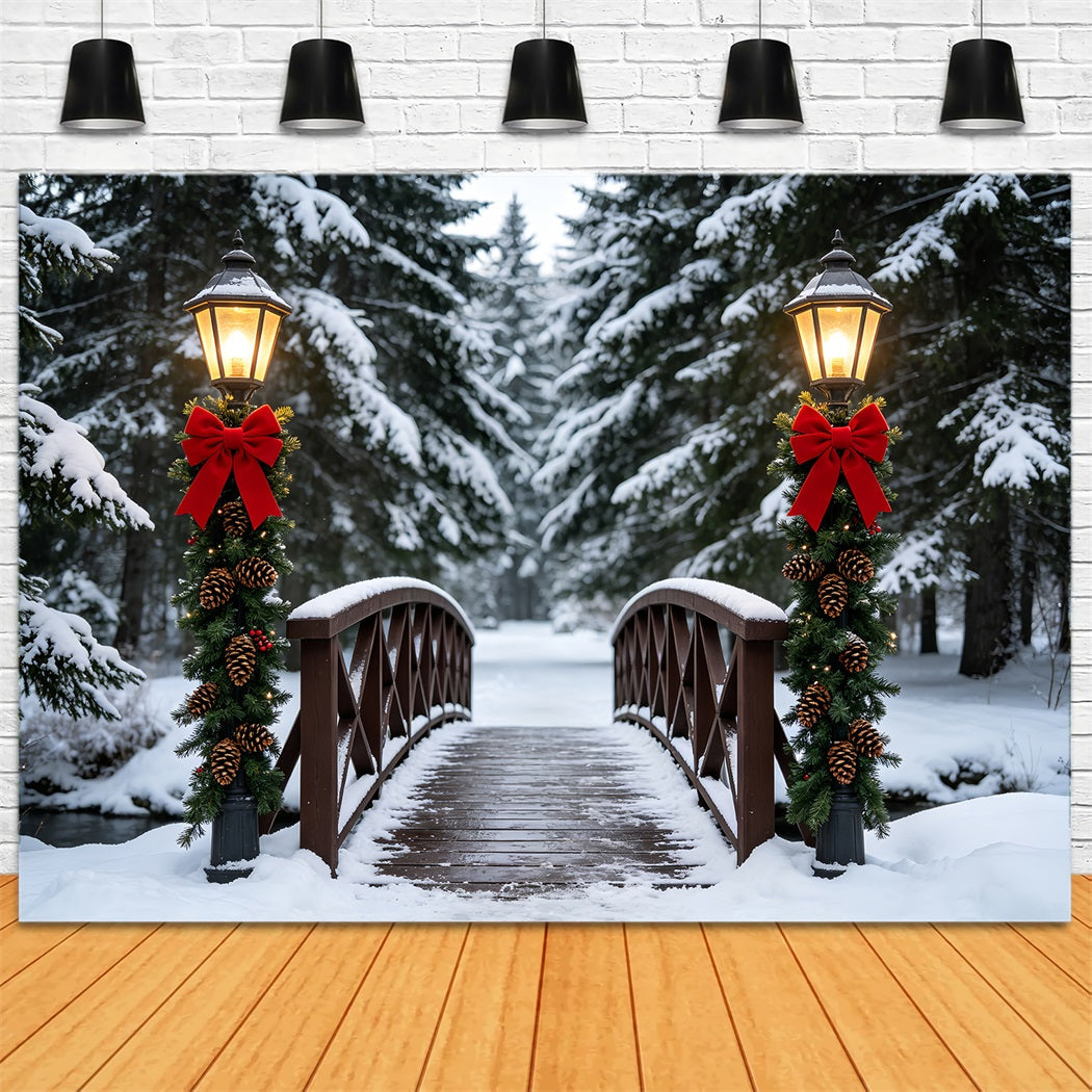 Décor De Noël D'Hiver Chemin Des Lanternes Du Pont Enneigé Décors De Studio De Noël ZTT69-36