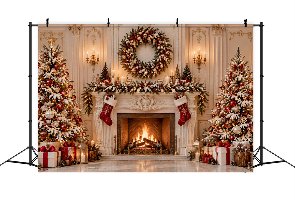 Fond De Cheminée De Noël Grande Couronne Décorative ZTT69-65
