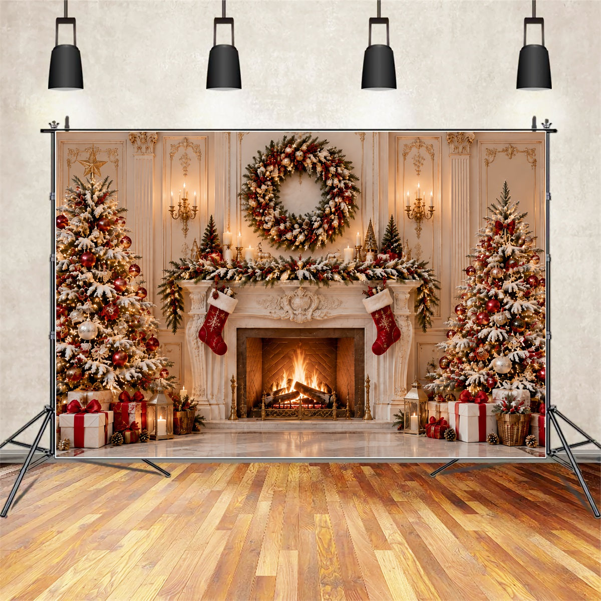 Fond De Cheminée De Noël Grande Couronne Décorative ZTT69-65