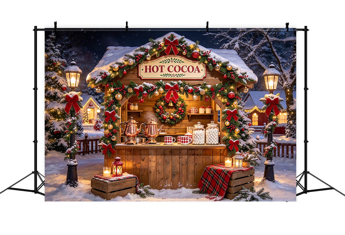 Fond Photo De Noël Stand Chocolat Chaud Enneigé ZTT69-66