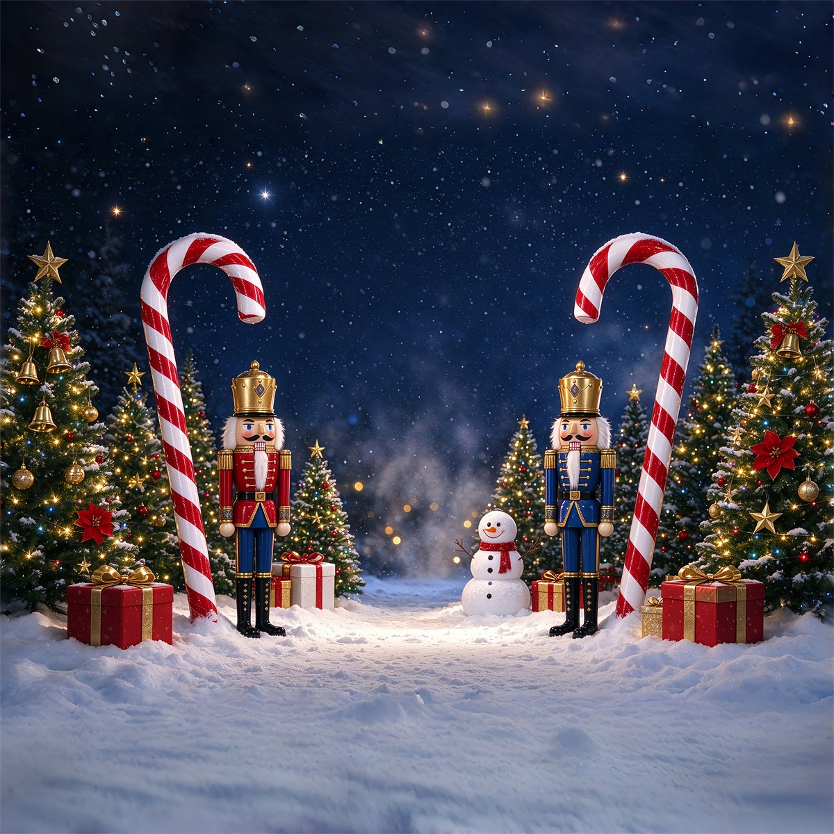 Fond Photo De Noël Neige Casse-Noisette Bonbons Sucre ZTT69-80