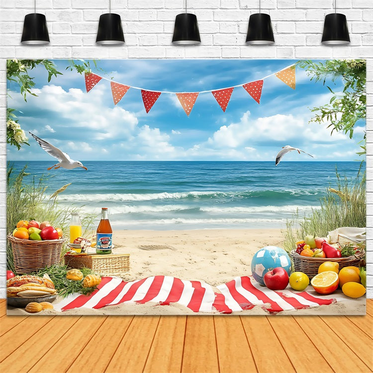Toile de fond de Plage Été Fruits Tropicaux Pique-Nique ZXY3-10