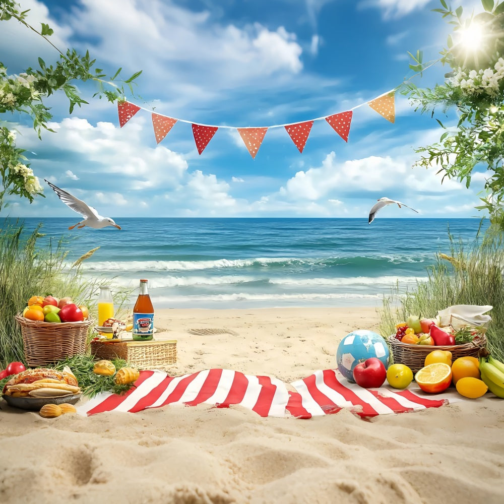 Toile de fond de Plage Été Fruits Tropicaux Pique-Nique ZXY3-10