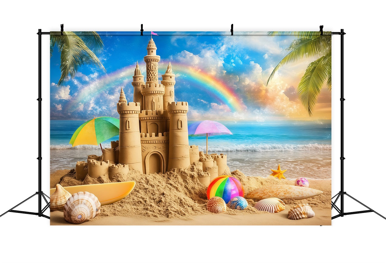 Toile de fond de Plage Été Château Tropical Arc-en-Ciel ZXY3-14