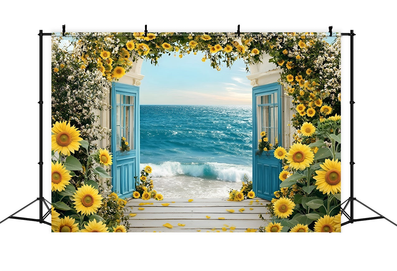 Toile de fond de Plage Été Tournesol Arche ZXY3-16