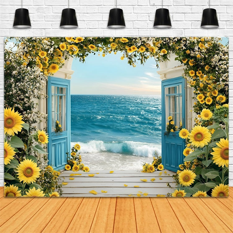 Toile de fond de Plage Été Tournesol Arche ZXY3-16
