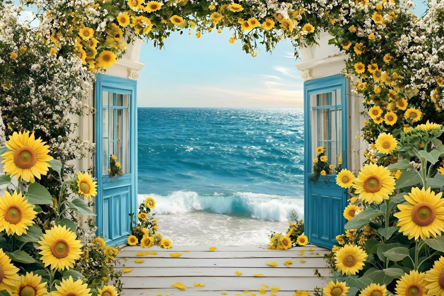 Toile de fond de Plage Été Tournesol Arche ZXY3-16