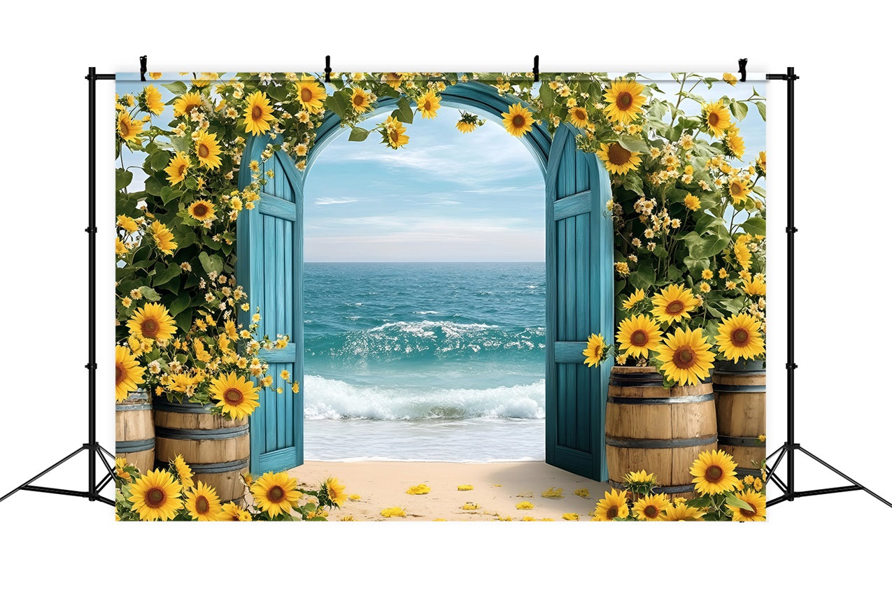 Toile de fond de Plage Été Tournesol Arche Bord de Mer ZXY3-17