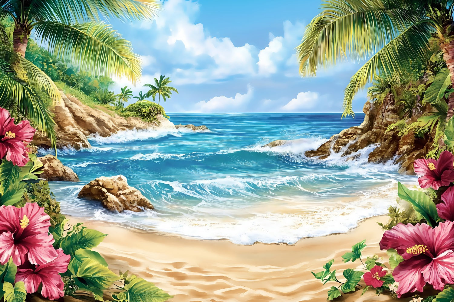 Toile de fond Été Tropicale Hibiscus ZXY3-18