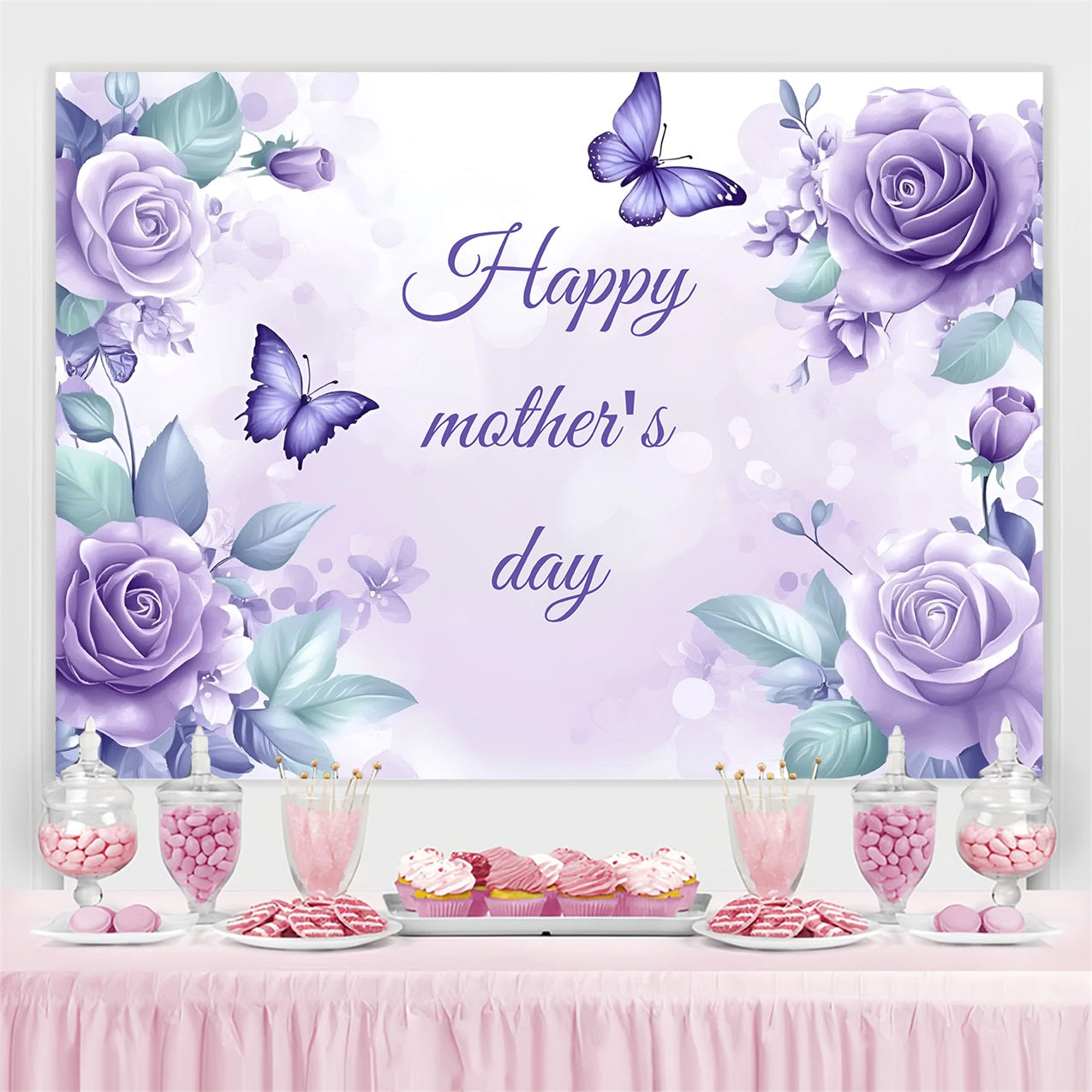 Toile de fond Fête des Mères Personnalisable Murmures Floraux Violets ZXY3-2
