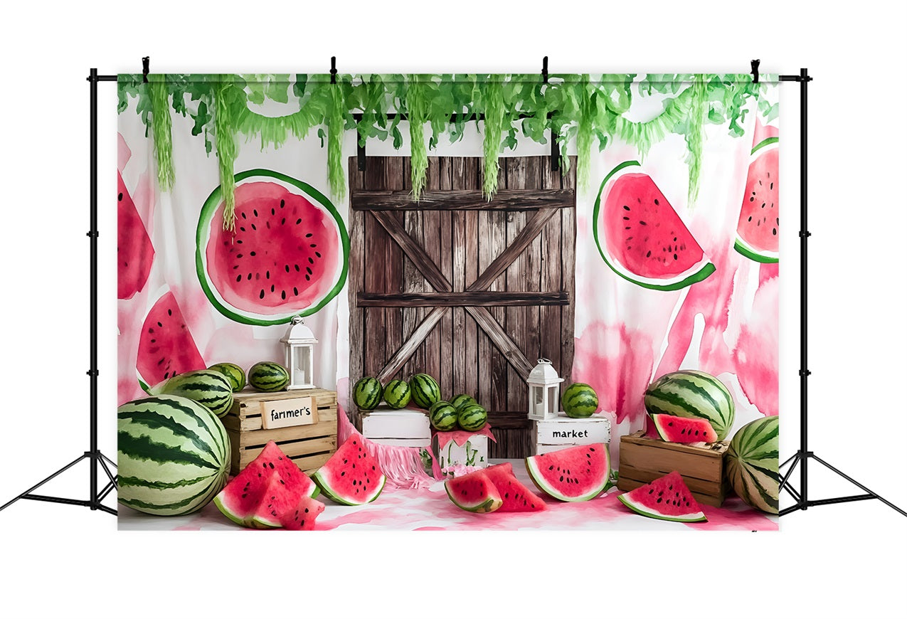 Toile de fond Été Pastèque Grange Rustique ZXY3-22