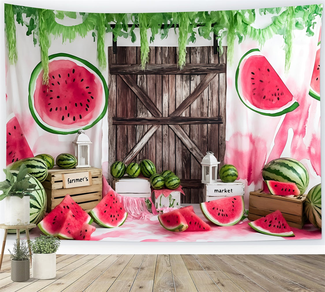 Toile de fond Été Pastèque Grange Rustique ZXY3-22