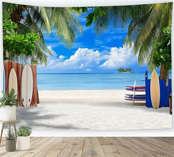 Toile de fond de Plage Été Photographie Planche de Surf Tropicale ZXY3-23