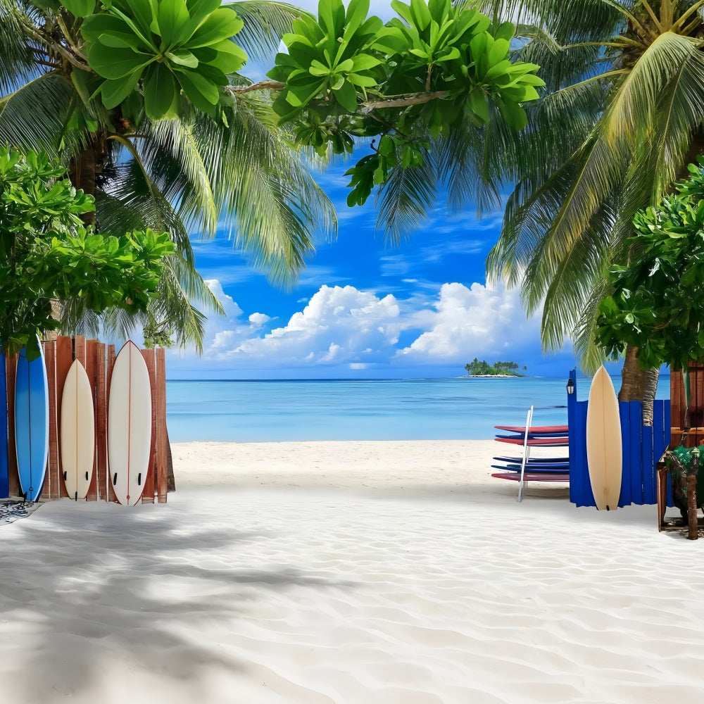 Toile de fond de Plage Été Photographie Planche de Surf Tropicale ZXY3-23