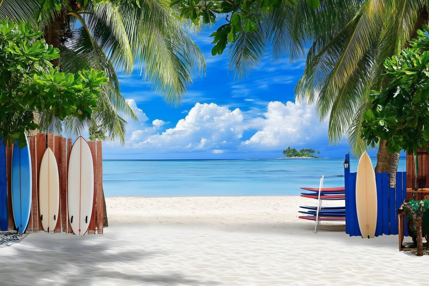 Toile de fond de Plage Été Photographie Planche de Surf Tropicale ZXY3-23