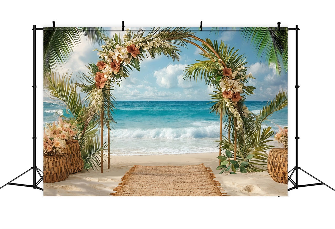 Toile de fond de Plage Été Mariage Arche Florale ZXY3-25