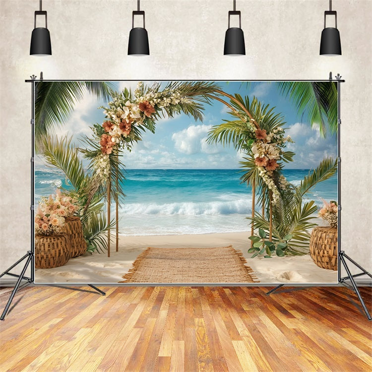 Toile de fond de Plage Été Mariage Arche Florale ZXY3-25