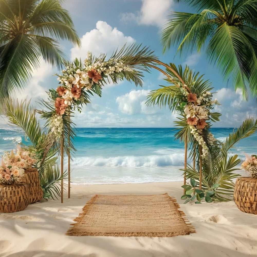 Toile de fond de Plage Été Mariage Arche Florale ZXY3-25
