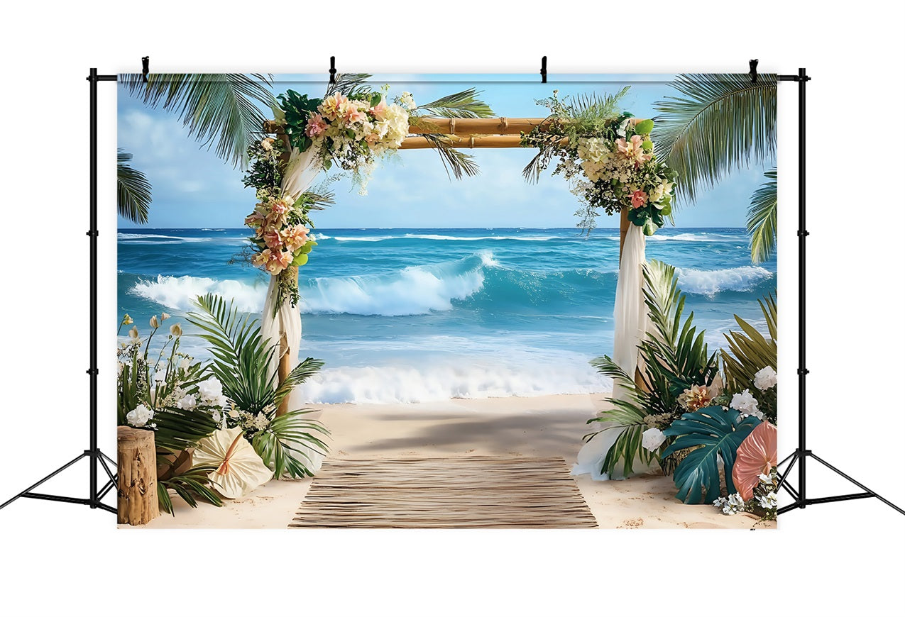 Toile de fond de Plage Été Tropicale Mariage Océan ZXY3-26
