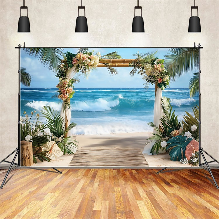 Toile de fond de Plage Été Tropicale Mariage Océan ZXY3-26