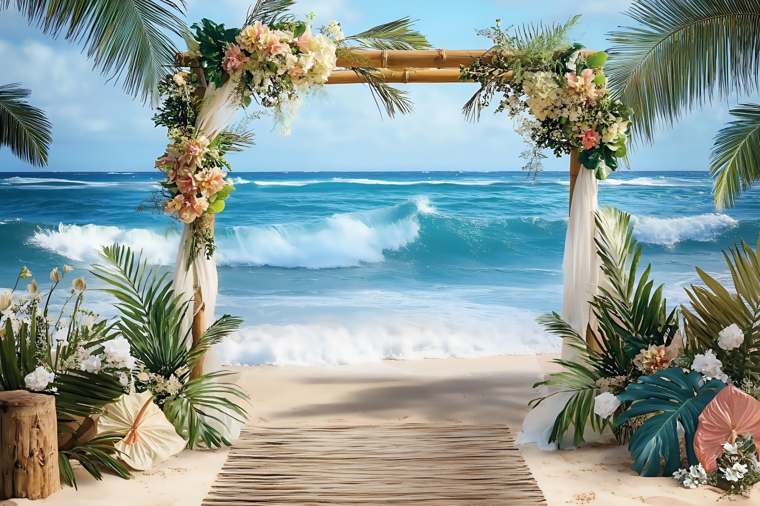 Toile de fond de Plage Été Tropicale Mariage Océan ZXY3-26