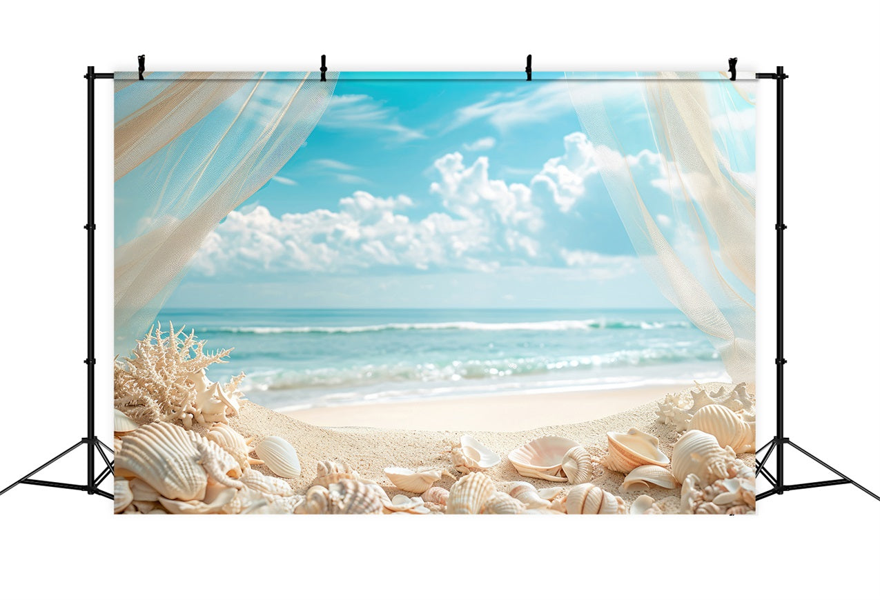 Toile de fond de Plage Été Rideau Coquillage ZXY3-28
