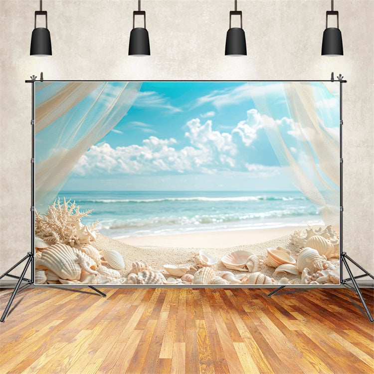 Toile de fond de Plage Été Rideau Coquillage ZXY3-28