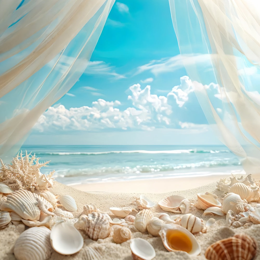 Toile de fond de Plage Été Rideau Coquillage ZXY3-28