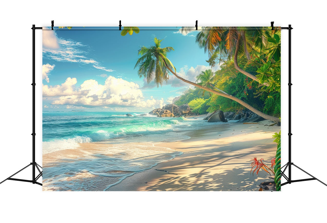 Toile de fond de Plage Été Palmier Rivage Sableux ZXY3-29