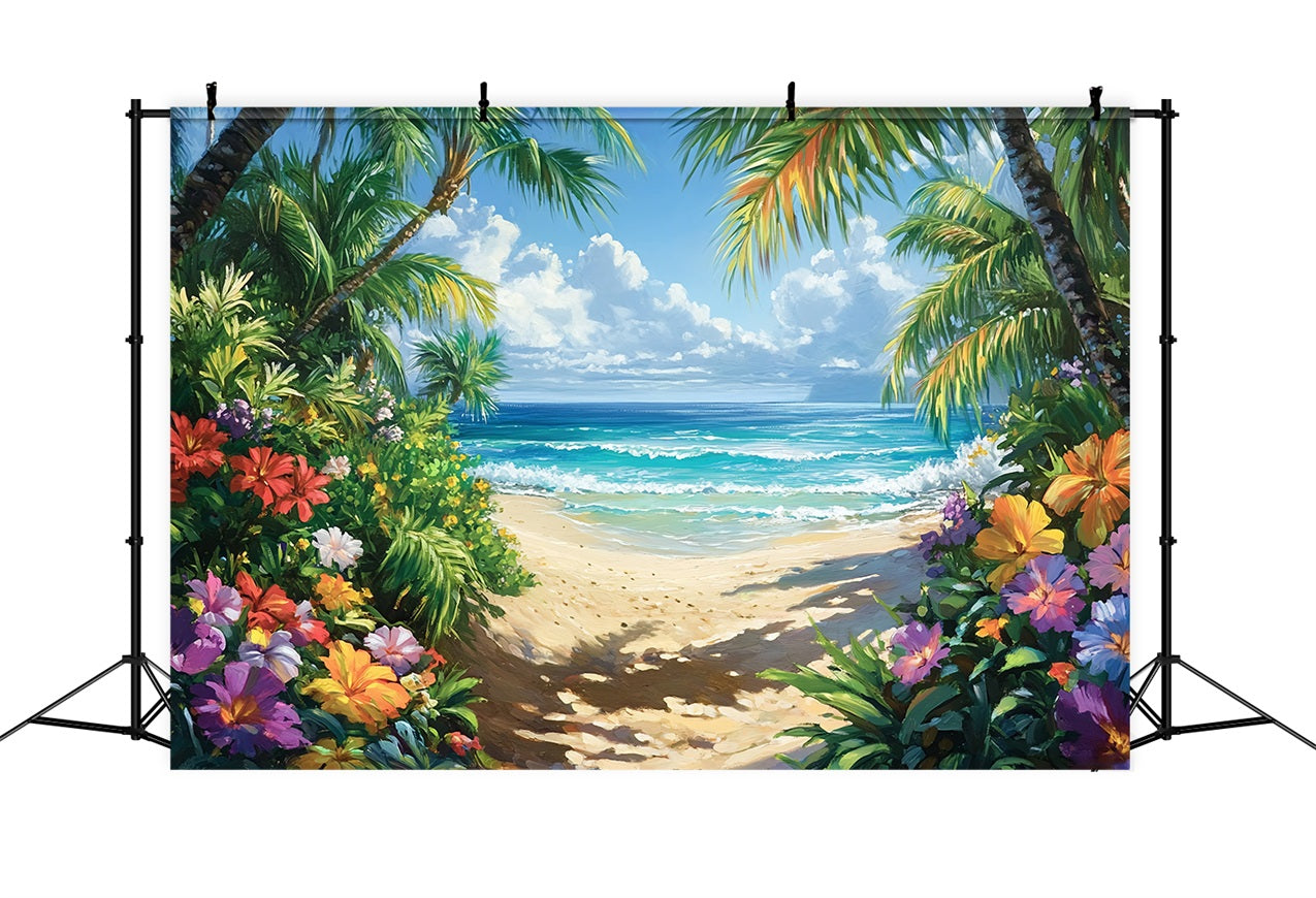Toile de fond de Plage Été Tropicale Hibiscus Floral ZXY3-31