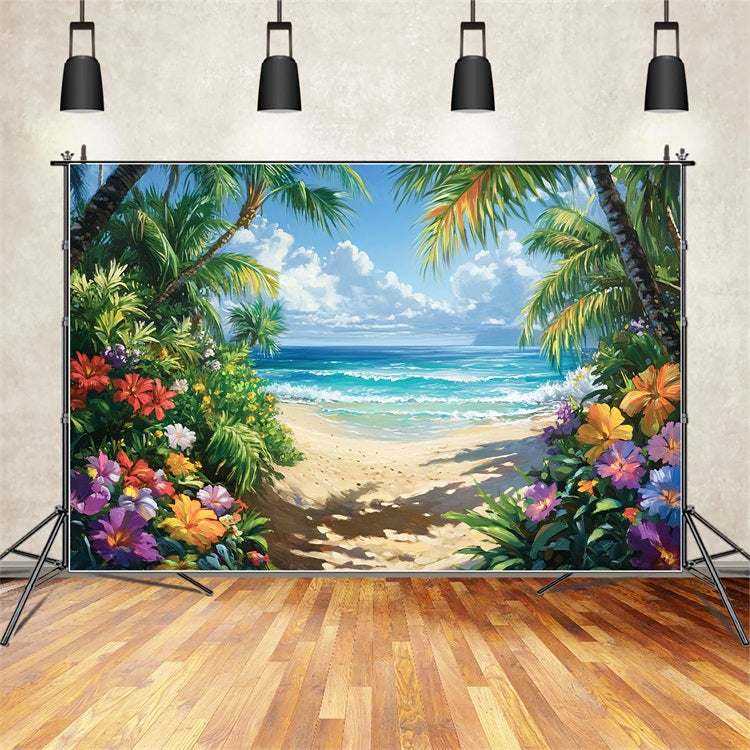 Toile de fond de Plage Été Tropicale Hibiscus Floral ZXY3-31