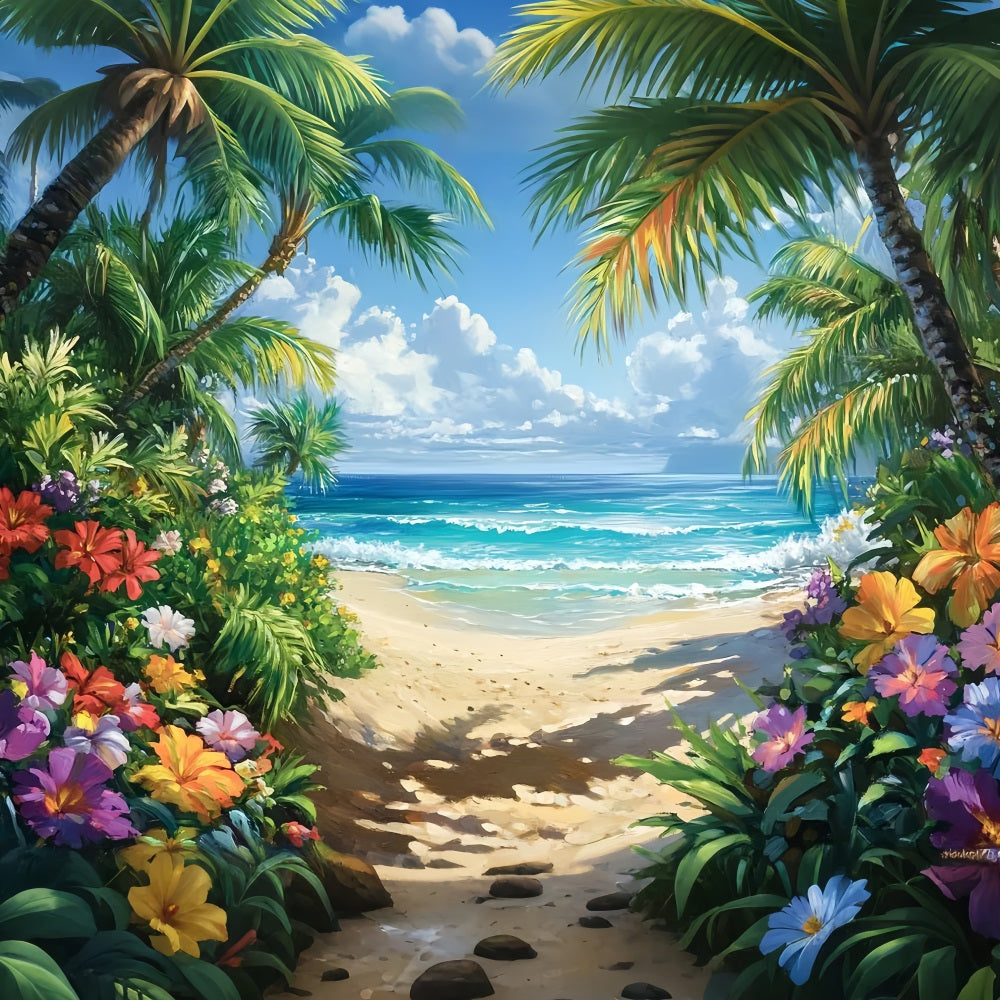 Toile de fond de Plage Été Tropicale Hibiscus Floral ZXY3-31