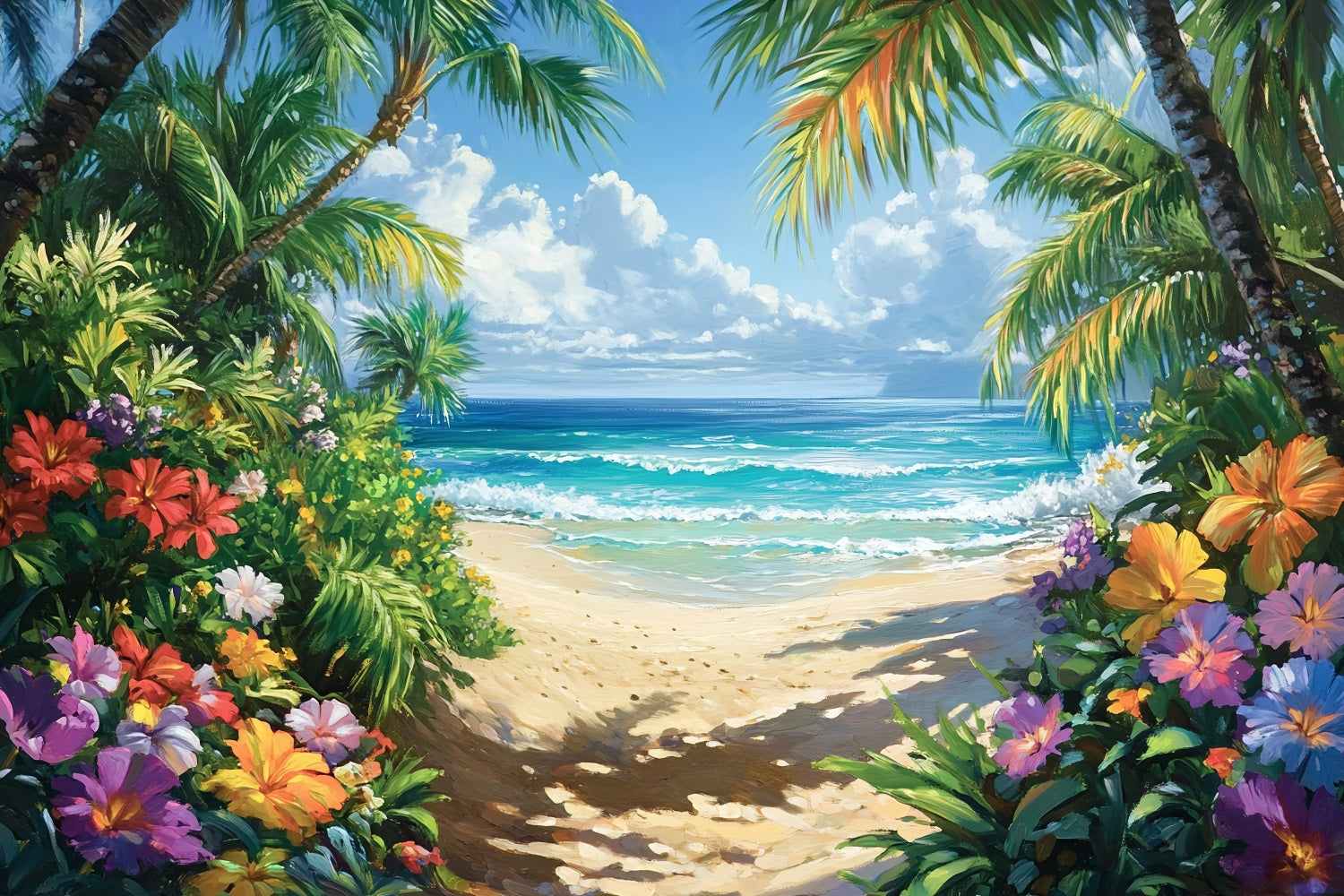 Toile de fond de Plage Été Tropicale Hibiscus Floral ZXY3-31