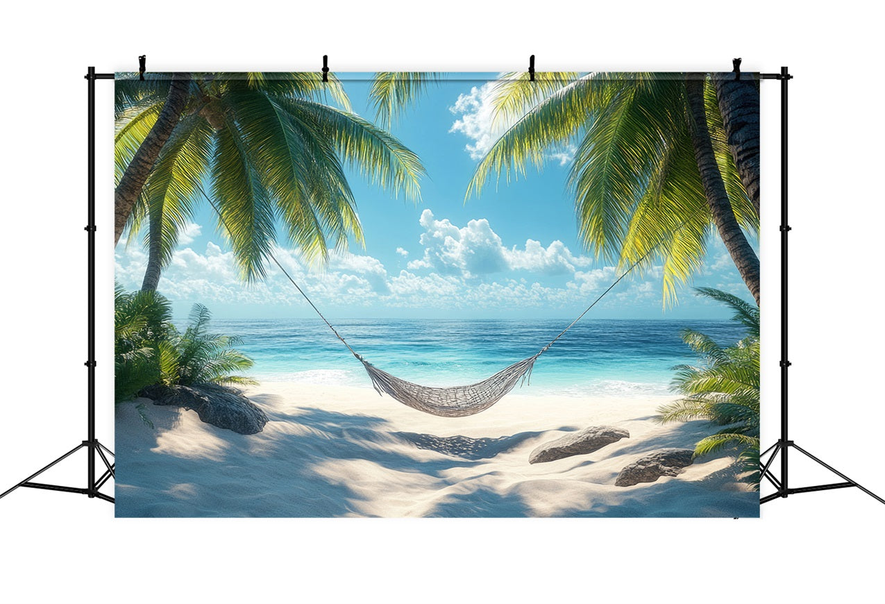 Toile de fond de Plage Été Tropicale Hamac Palmier ZXY3-32
