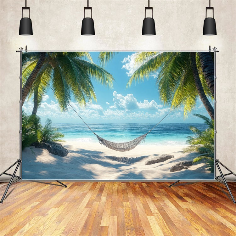 Toile de fond de Plage Été Tropicale Hamac Palmier ZXY3-32
